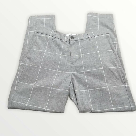 Bershka Womens Skinny Cropped Fit Gray Plaid Pants - Picture 1 of 12